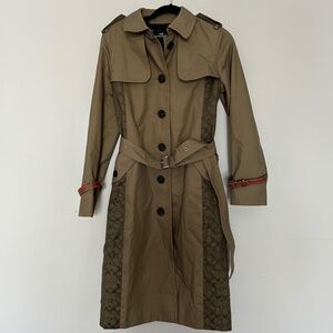 Coach Logo Panel Trench with Leather Accents